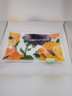 Peggy Karr Glass Floral Fused Glass Tray Dish